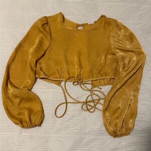 Le Lis Mustard Long Sleeve Crop Top
